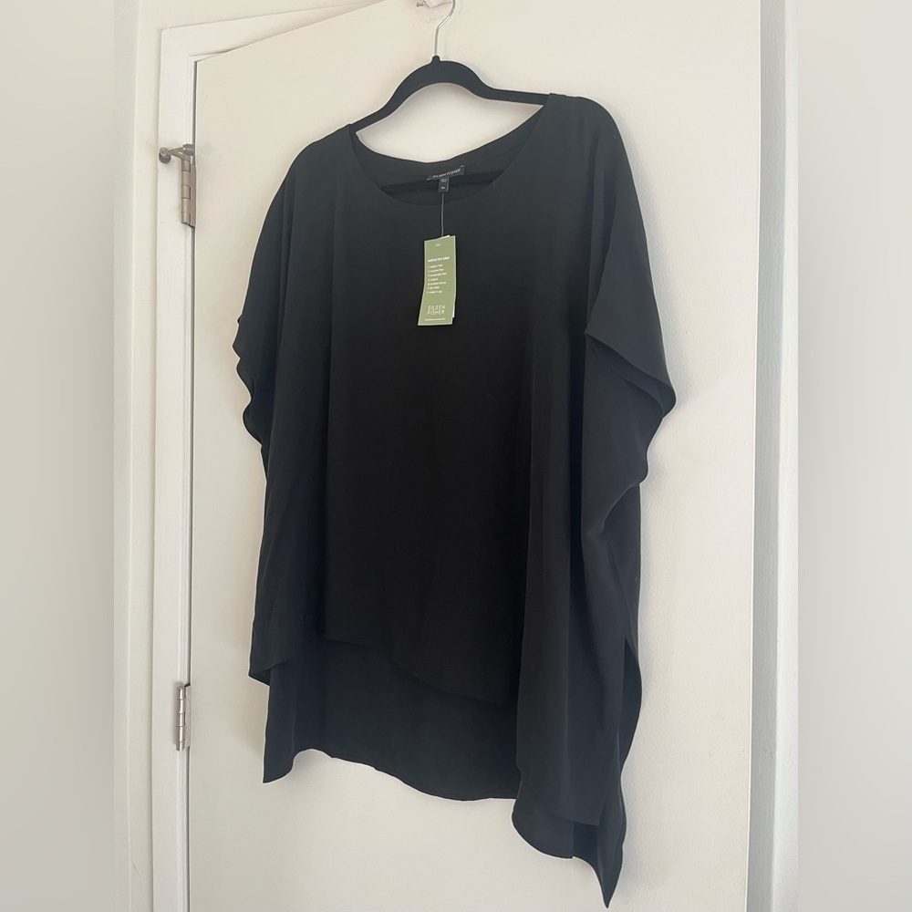 ✨ Eileen Fisher Black Ballet Boxy Tunic Silk Tunic Minimalist Formal Tunic ✨